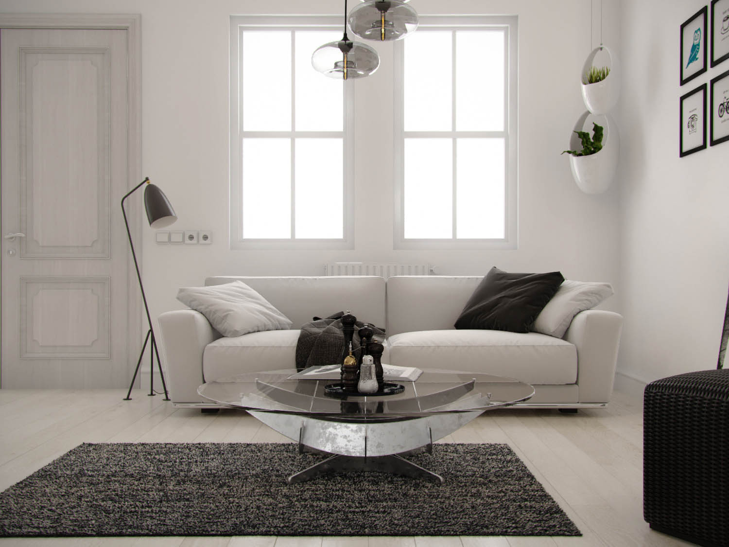 sofa in Scandinavian white room
