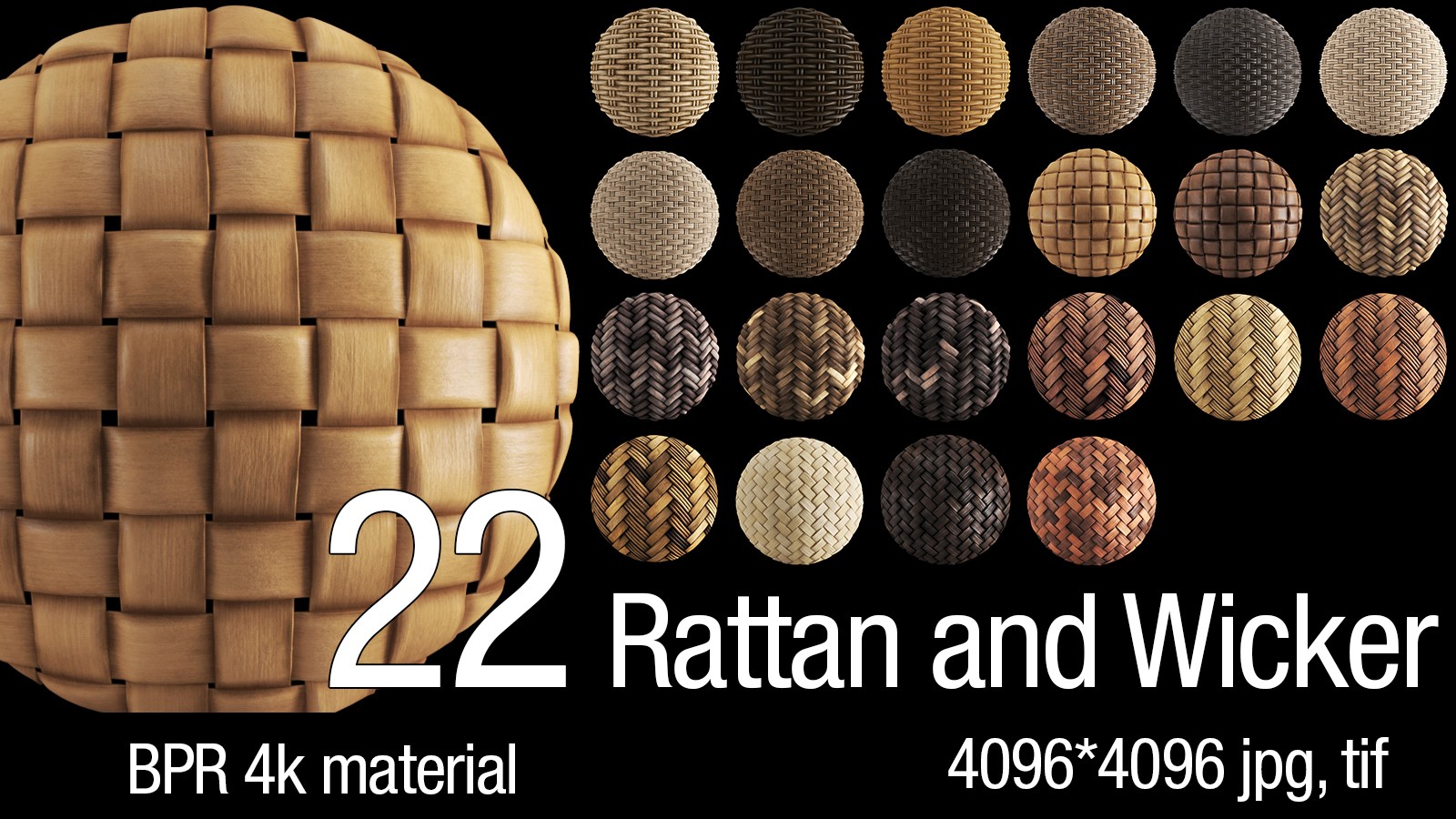 22 PBR Rattan and Wicker 4K Material