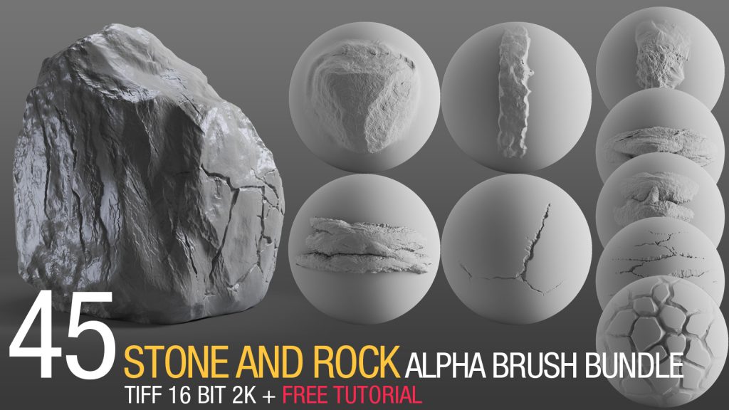 stone and rock alpha brush bundle