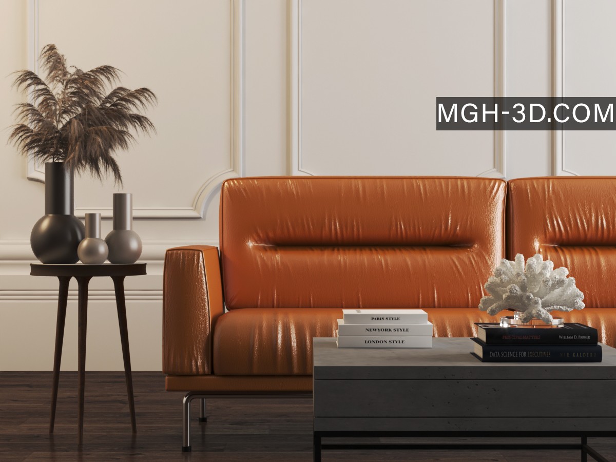 free leather sofa 3d model