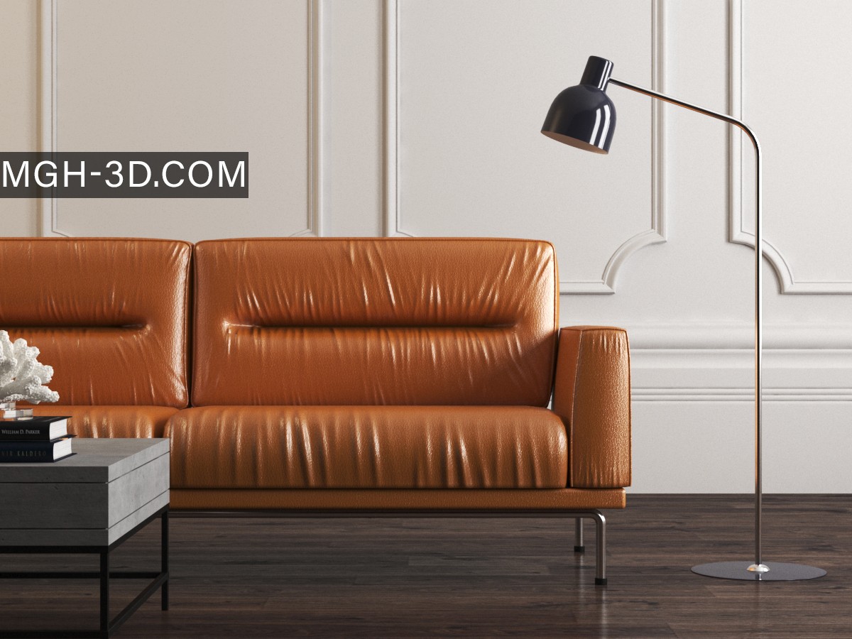 free leather sofa 3d model