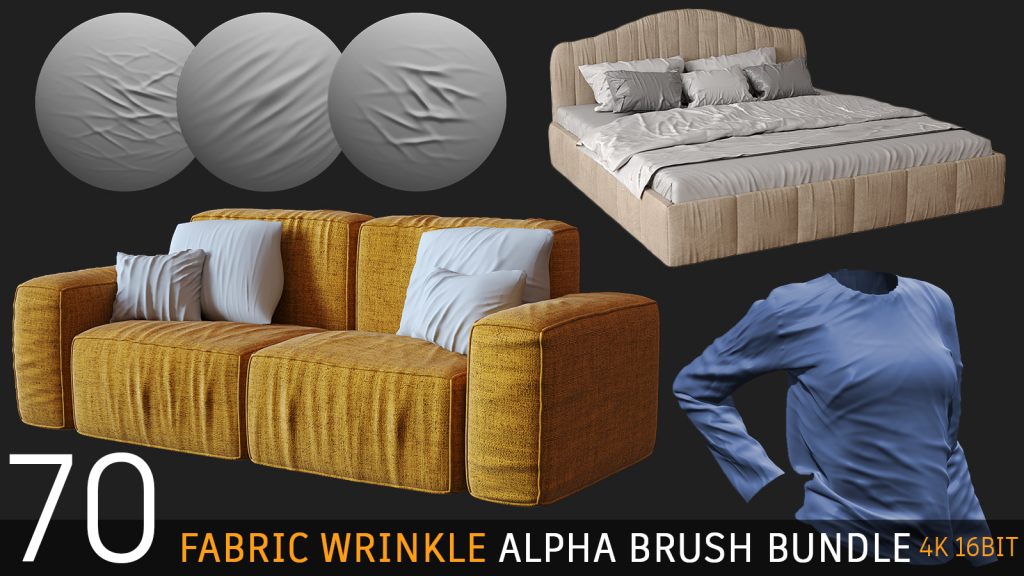 70 fabric wrinkle alpha brush : Tension & Compression (4K tiff 16bit)