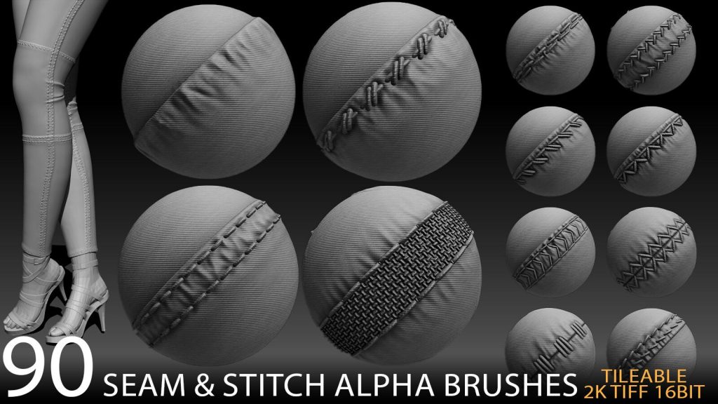 seam and stitch alpha brush bundle